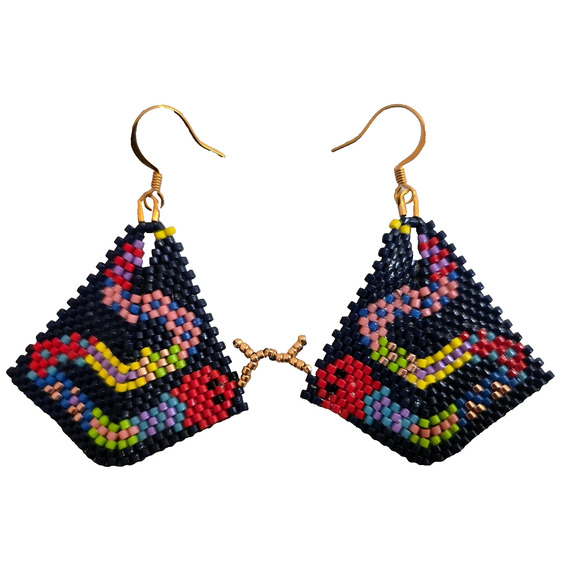 Hand beaded snake theme earring - Picture 1 of 4